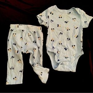 Baby Onesie and Pants Set - Blue Mickey Mouse
